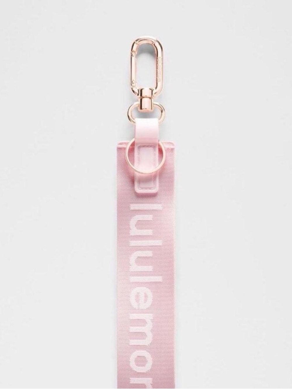 Lululemon Never Lost Keychain Pink Pearl / White with Rose Gold Hardware NWT